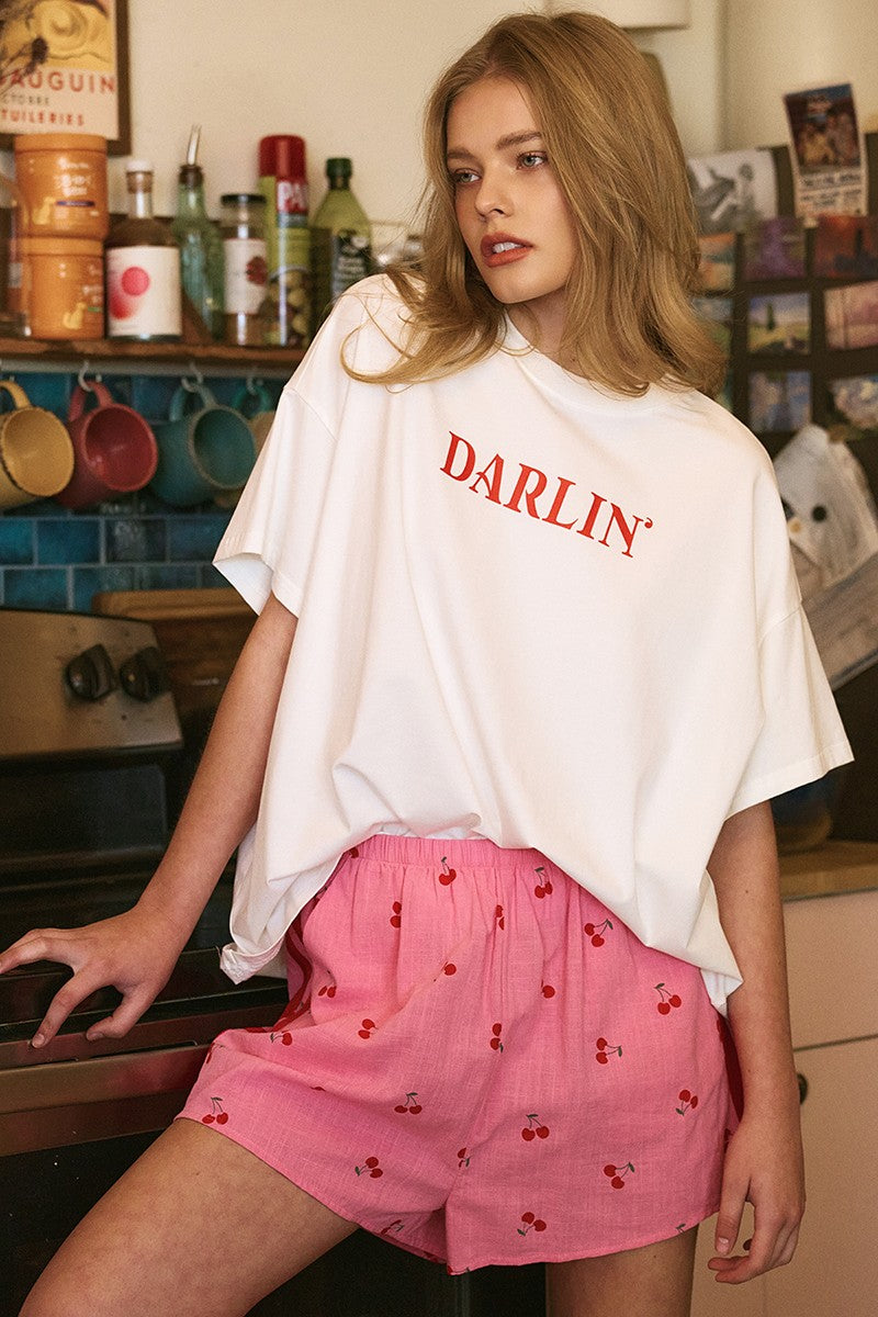 darlin cherries graphic print set - pink