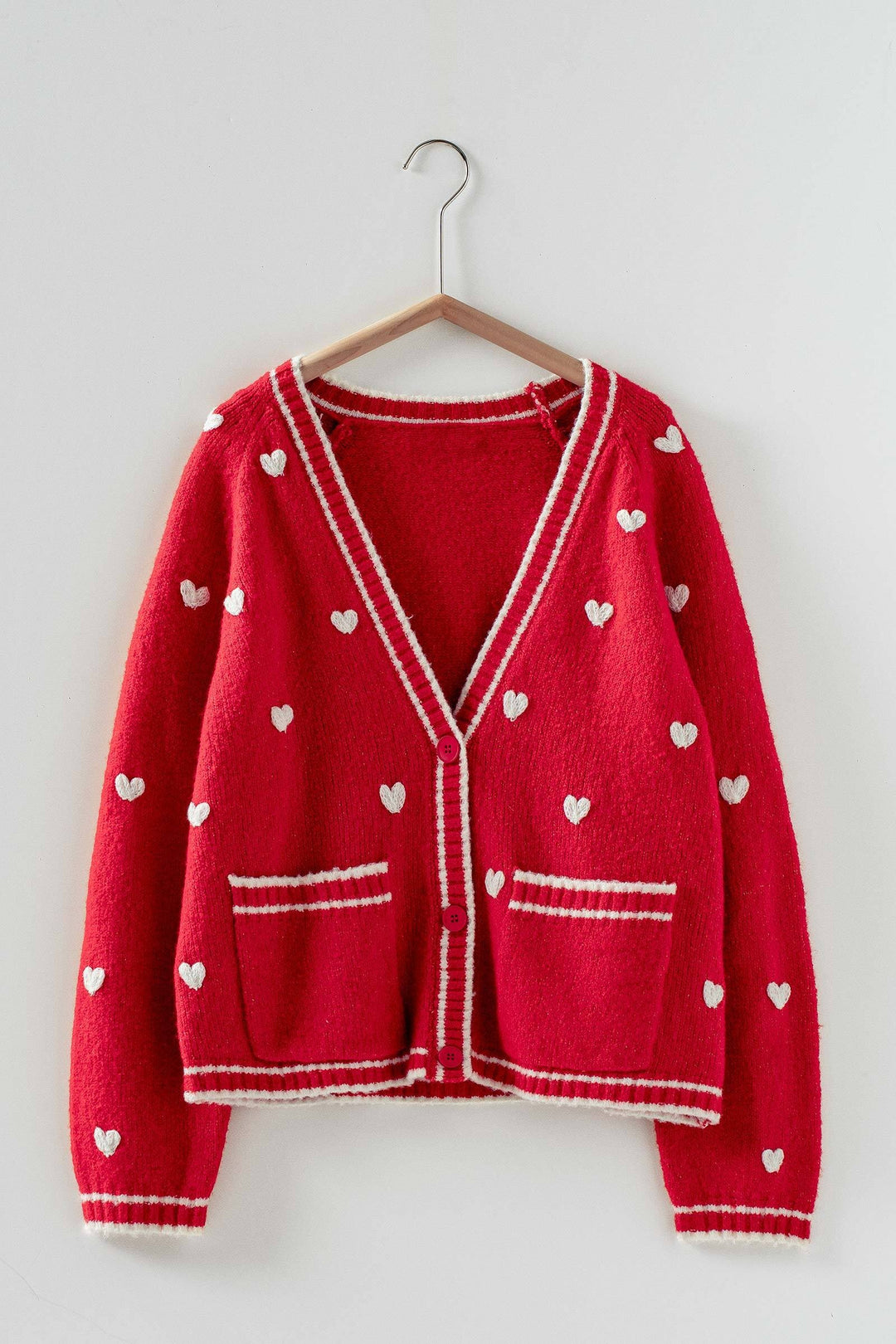 heart knit cardigan - red
