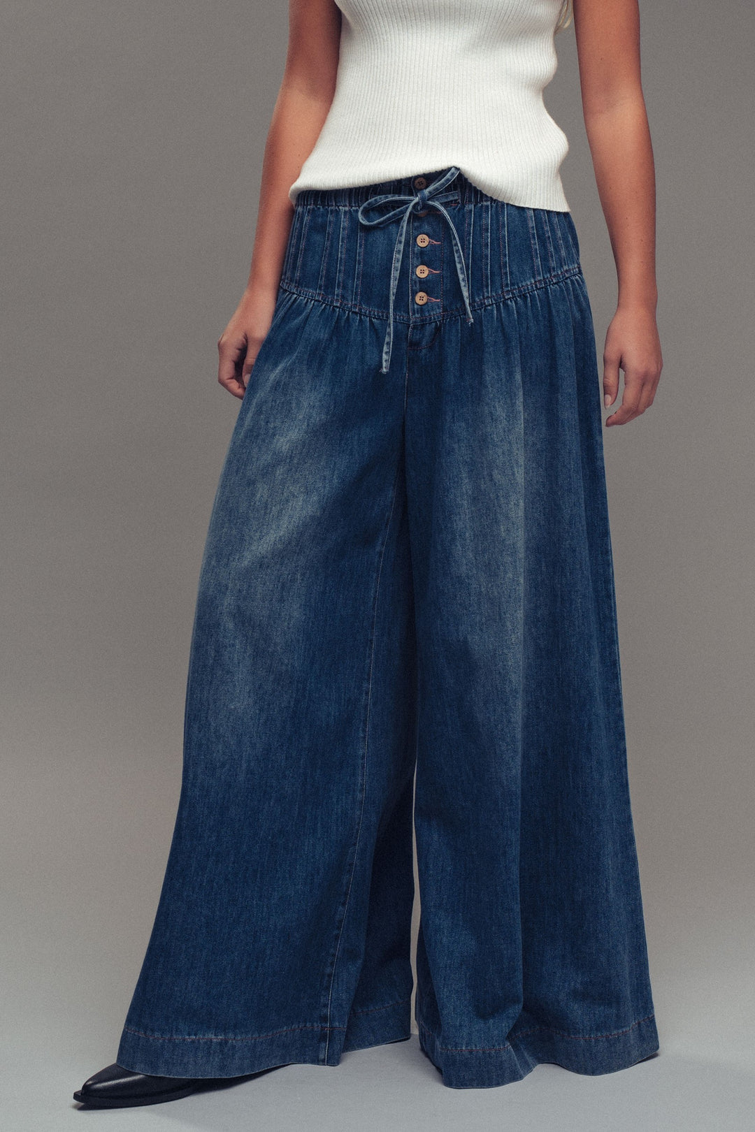 super wide pants - dark denim