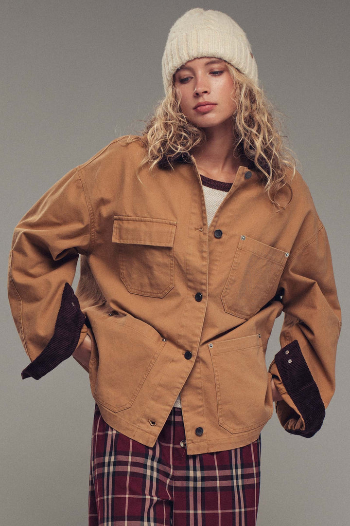 oversized utility barn jacket - camel (additional view)