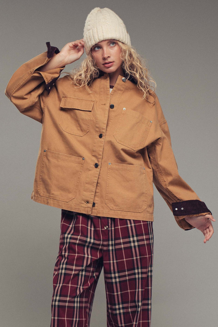 oversized utility barn jacket - camel (additional view)