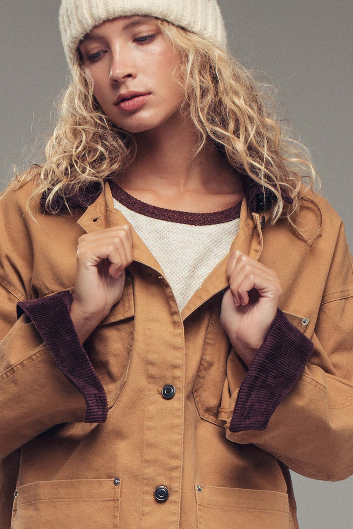 oversized utility barn jacket - camel (additional view)