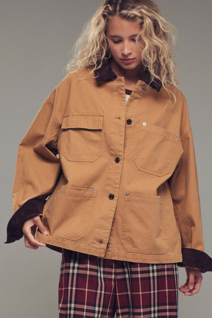 oversized utility barn jacket - camel (additional view)