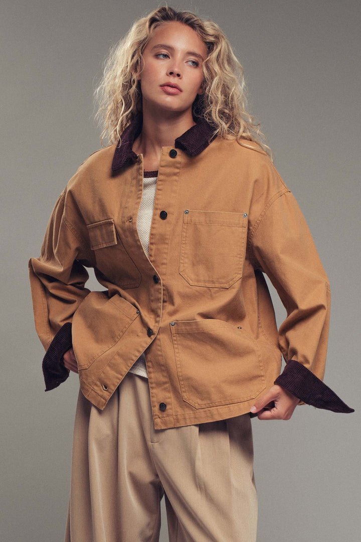 oversized utility barn jacket - camel (additional view)