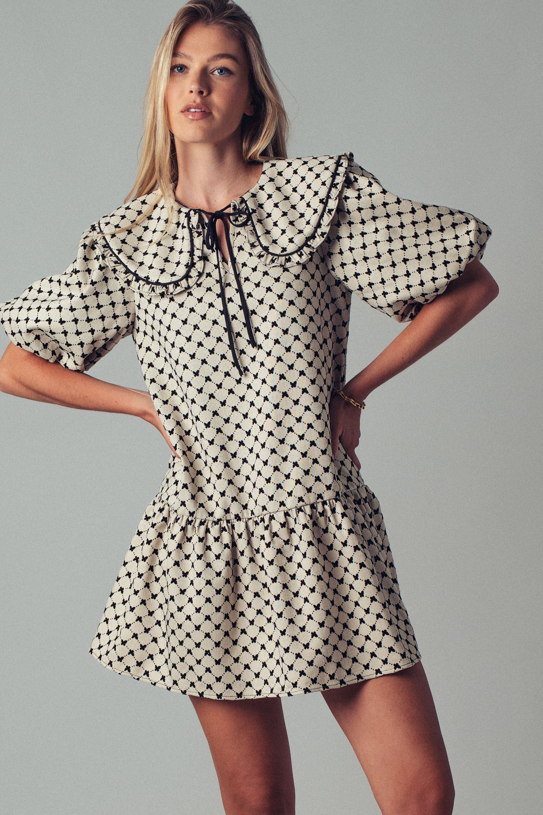 Boho Western Mini Dress With Statement Collar