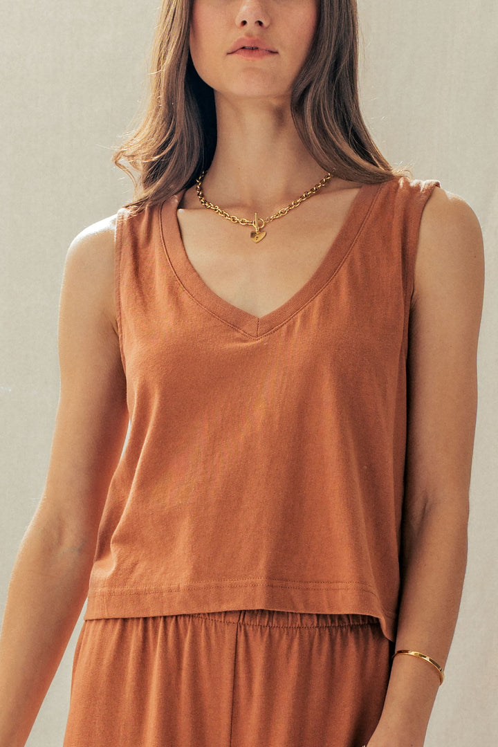 line v neck top - nutshell