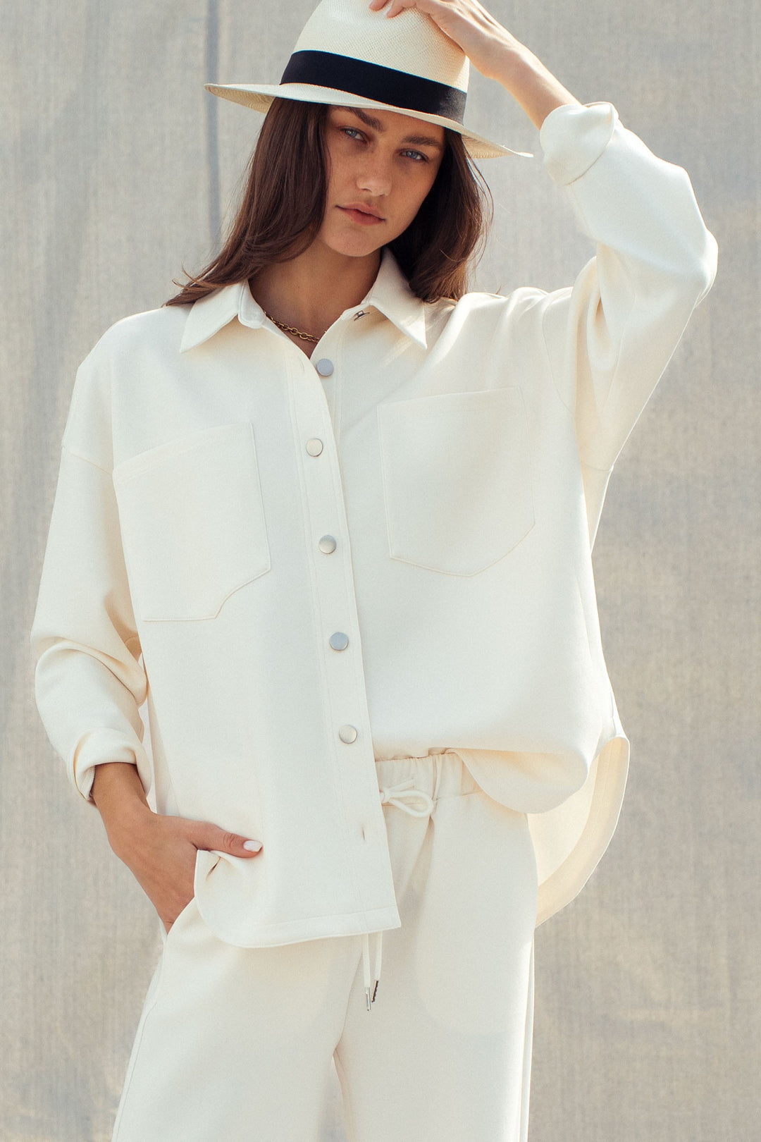 stroll button down shirt - ivory