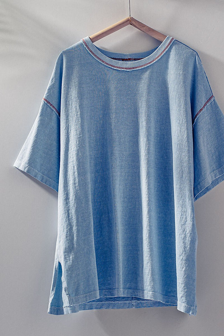 mineral washed classic oversized tee - blue