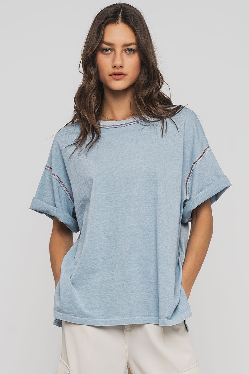 mineral washed classic oversized tee - blue (additional view)