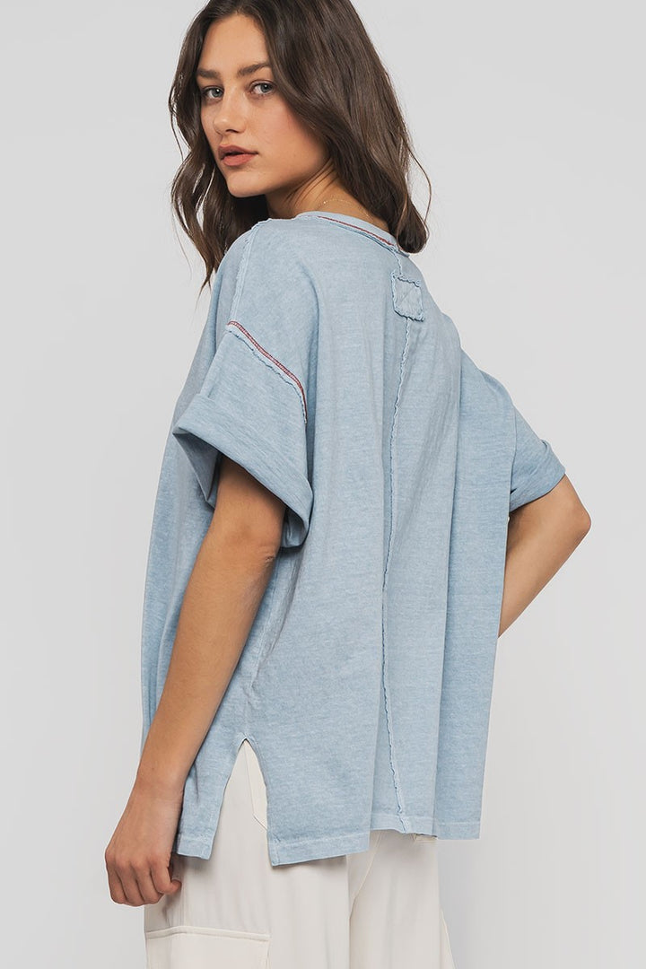 mineral washed classic oversized tee - blue (additional view)