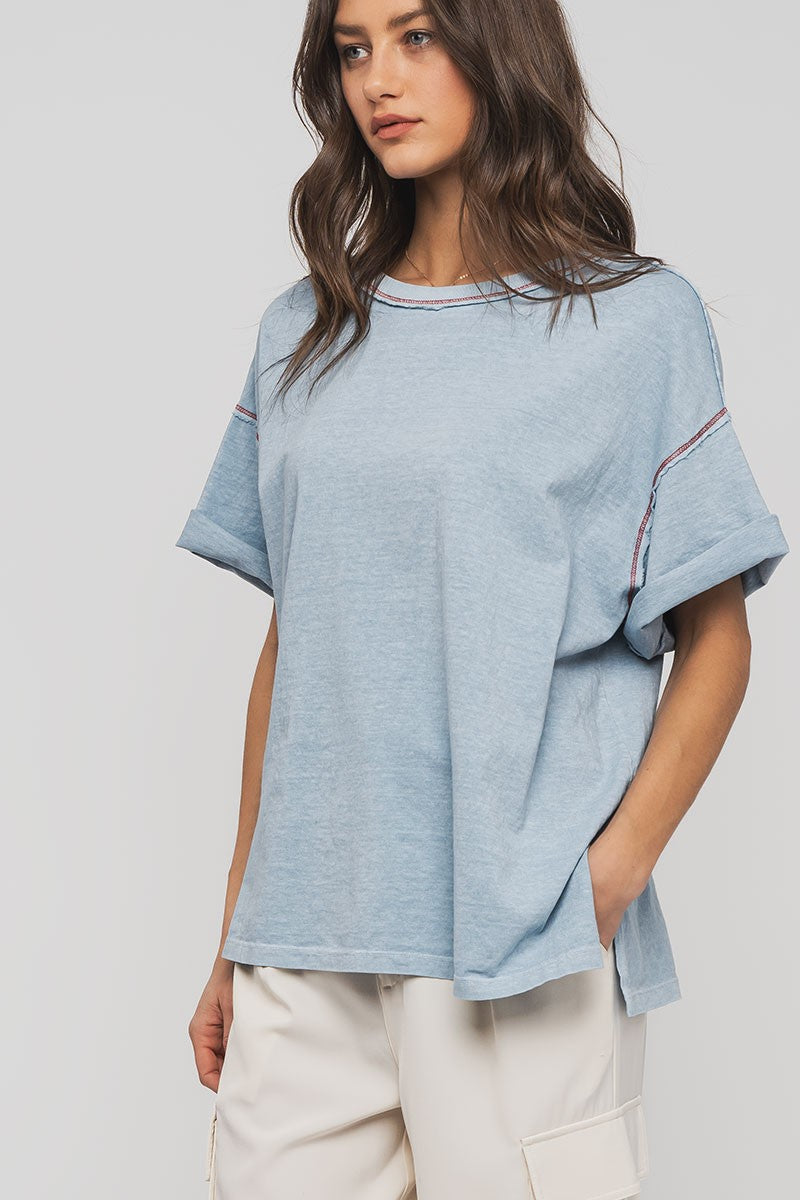 mineral washed classic oversized tee - blue (additional view)