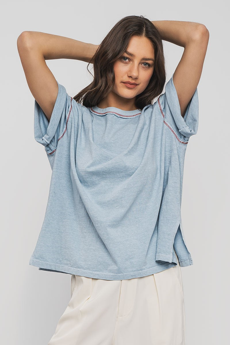 mineral washed classic oversized tee - blue (additional view)