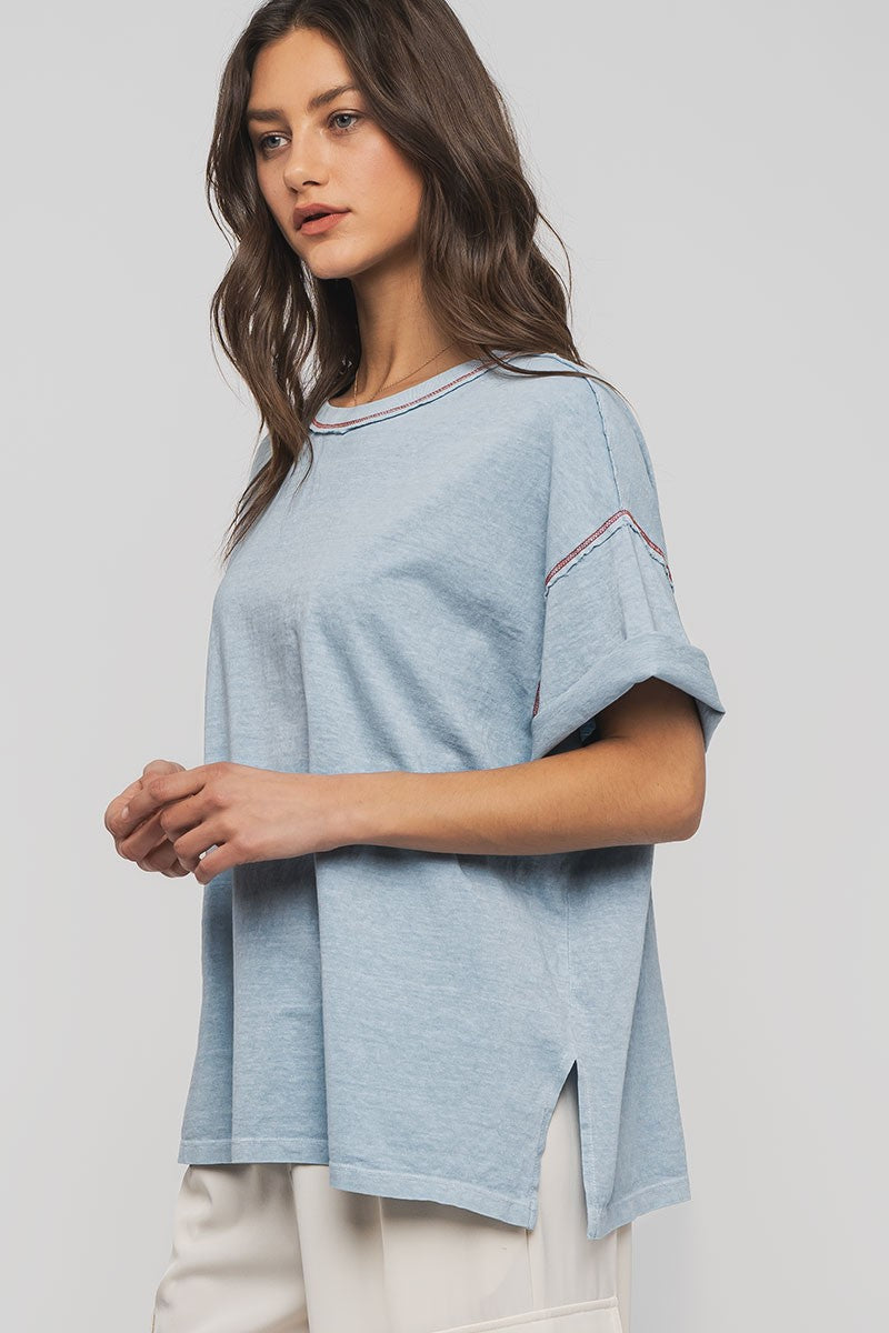 mineral washed classic oversized tee - blue (additional view)