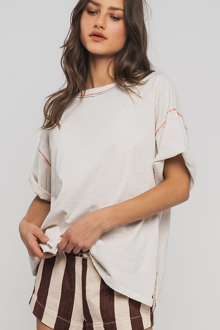 mineral washed classic oversized tee - chalk (additional view)