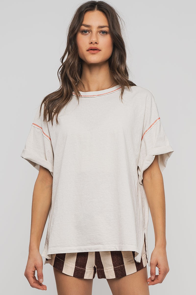 mineral washed classic oversized tee - chalk (additional view)