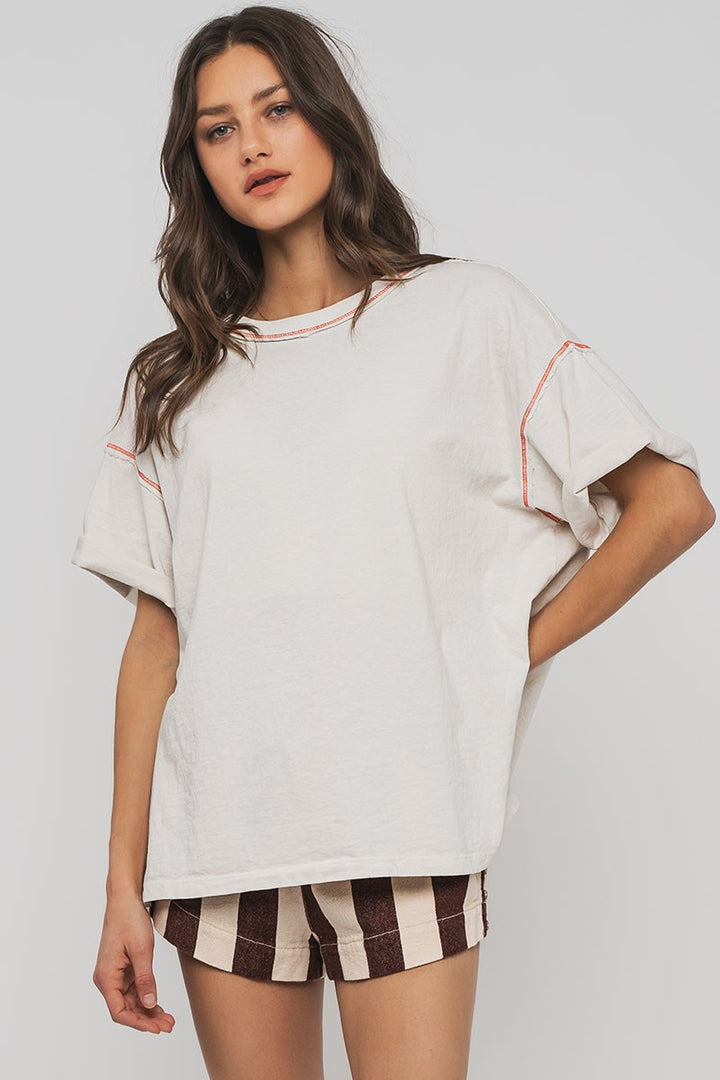 mineral washed classic oversized tee - chalk (additional view)