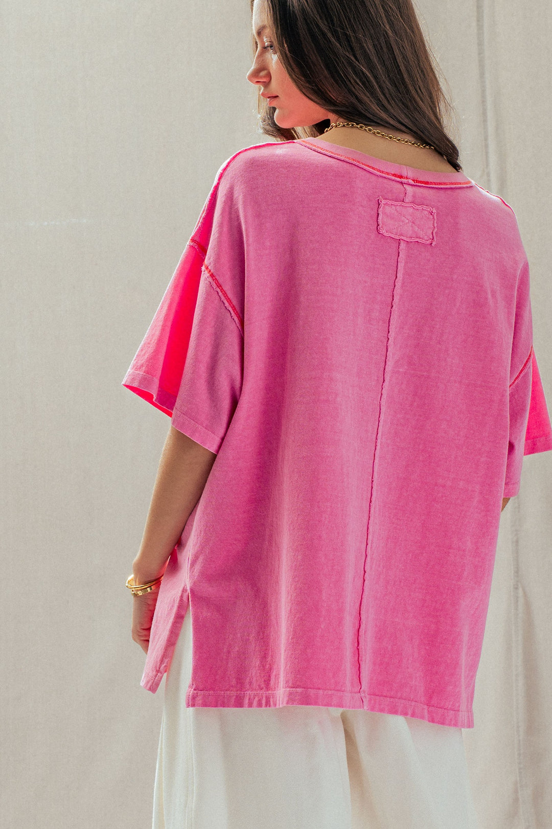 mineral washed classic oversized tee - pink