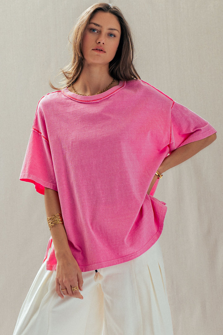 mineral washed classic oversized tee - pink (additional view)