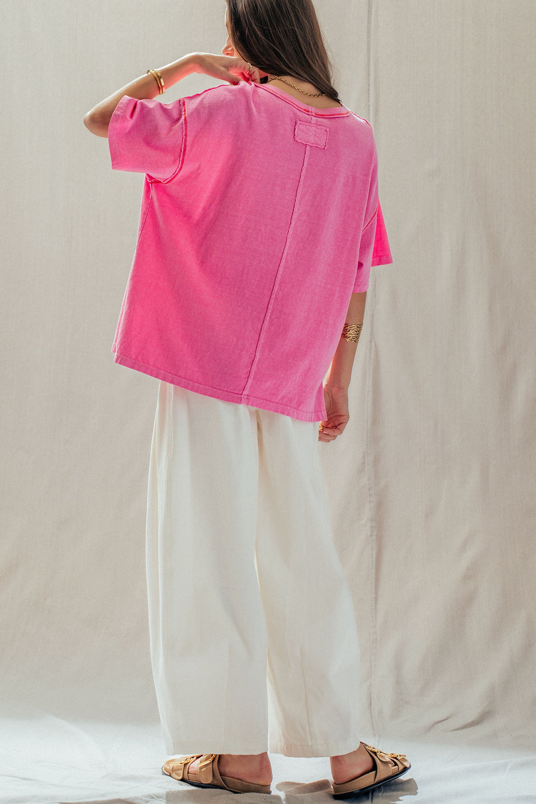 mineral washed classic oversized tee - pink (additional view)