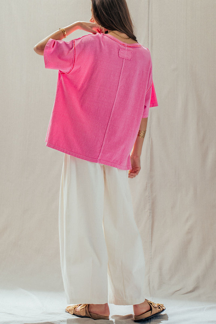 mineral washed classic oversized tee - pink (additional view)