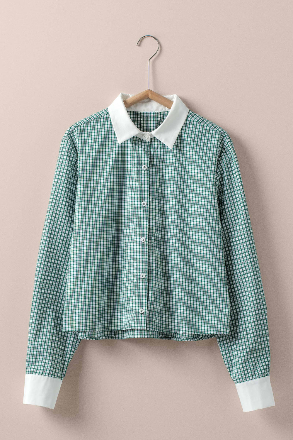 preppy gingham button up - green (additional view)