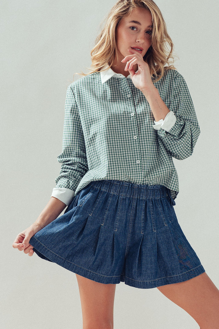 preppy gingham button up - green (additional view)