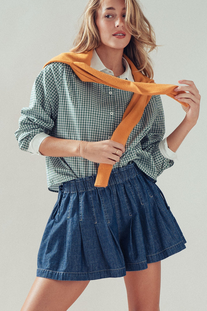 preppy gingham button up - green (additional view)