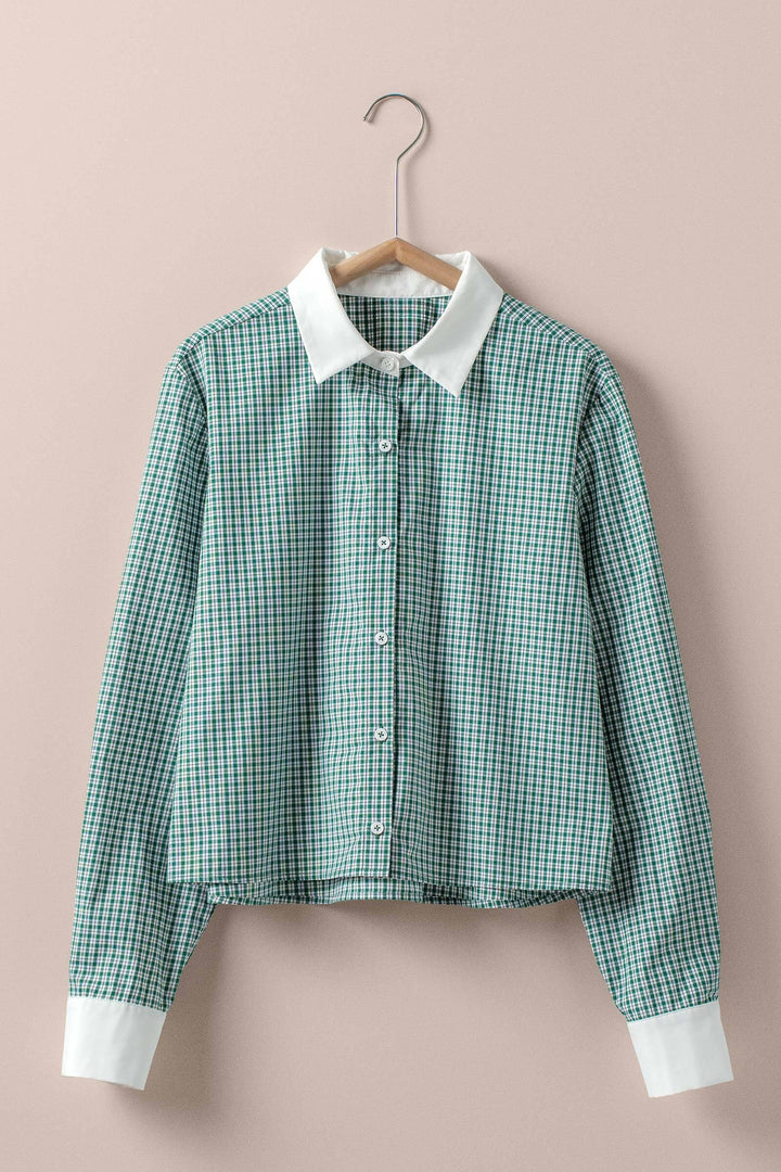 contrast collar shirt - green
