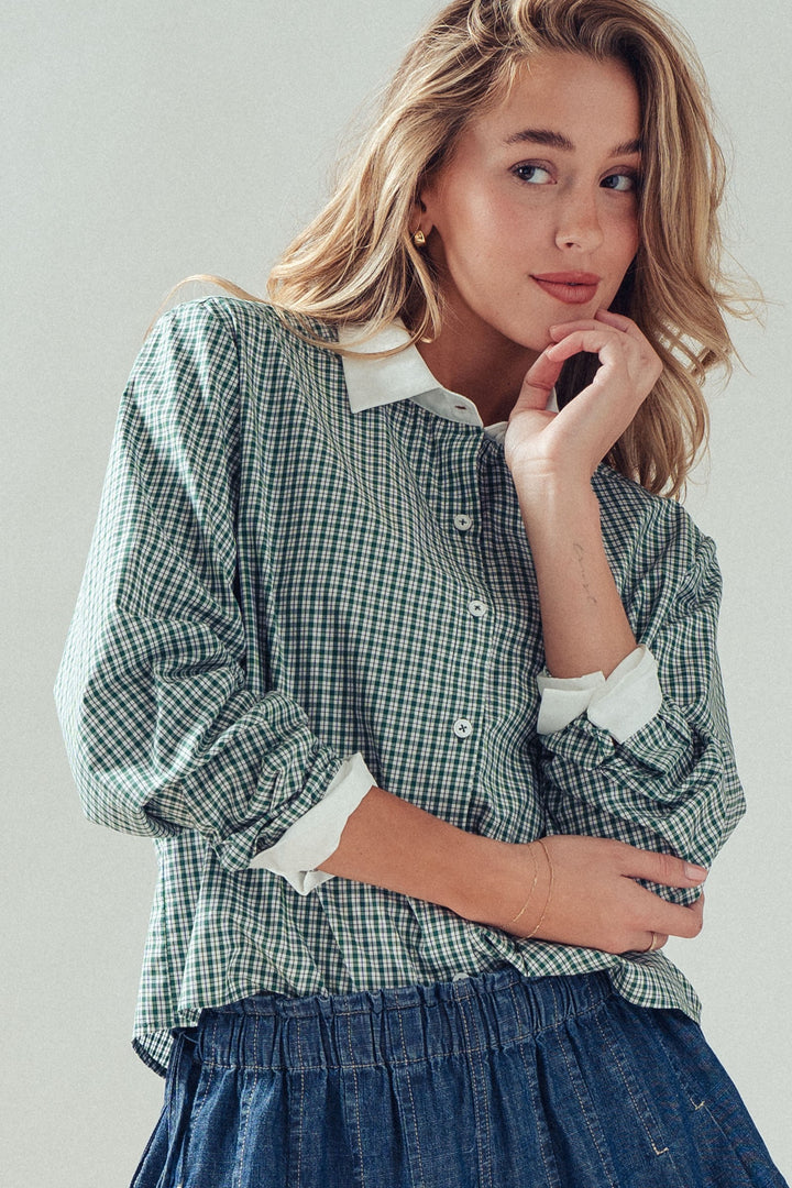 contrast collar shirt - green (additional view)