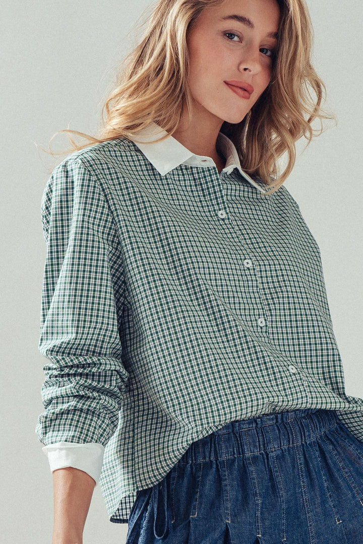 contrast collar shirt - green (additional view)