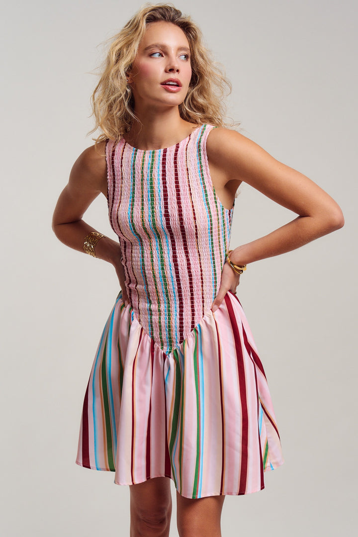 stripe mini dress - multi