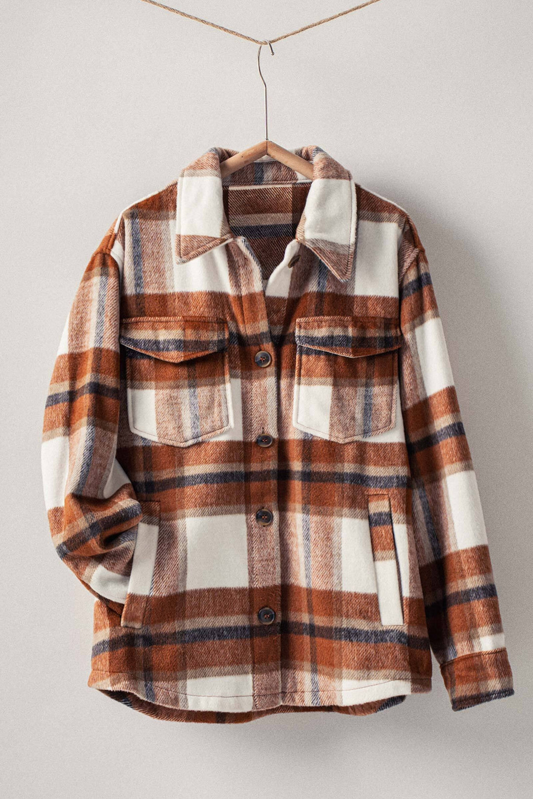 relaxed fit plaid shacket flannel - clay