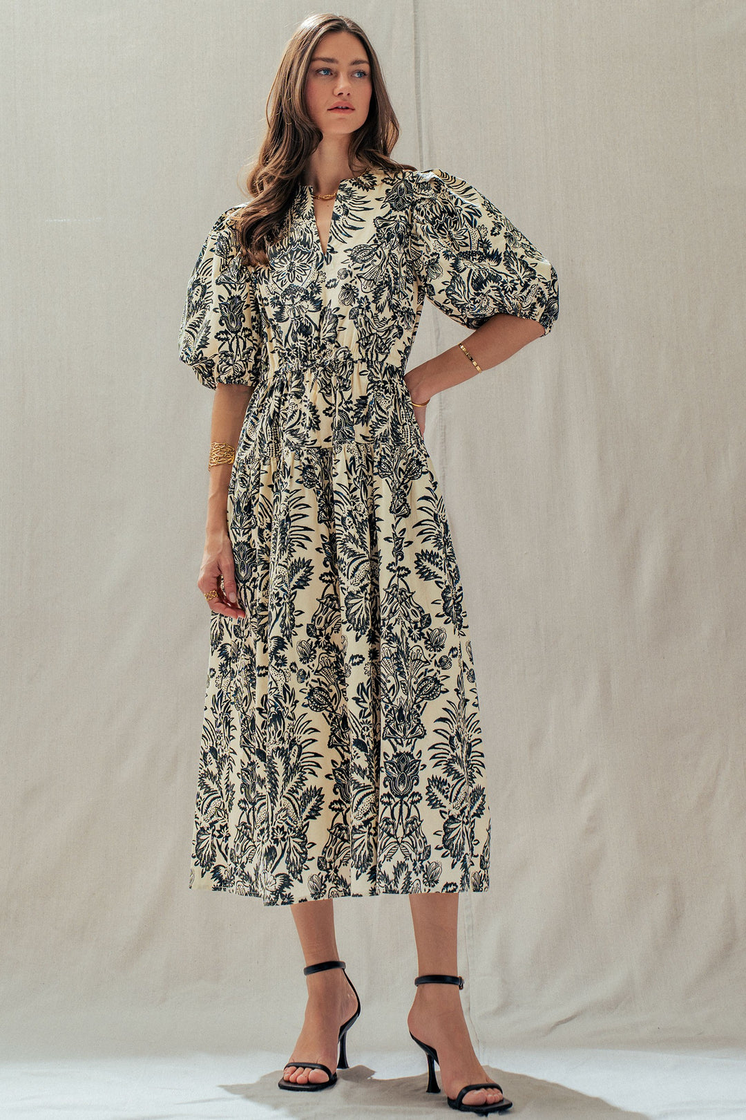 garden midi dress - ivory black (additional view)