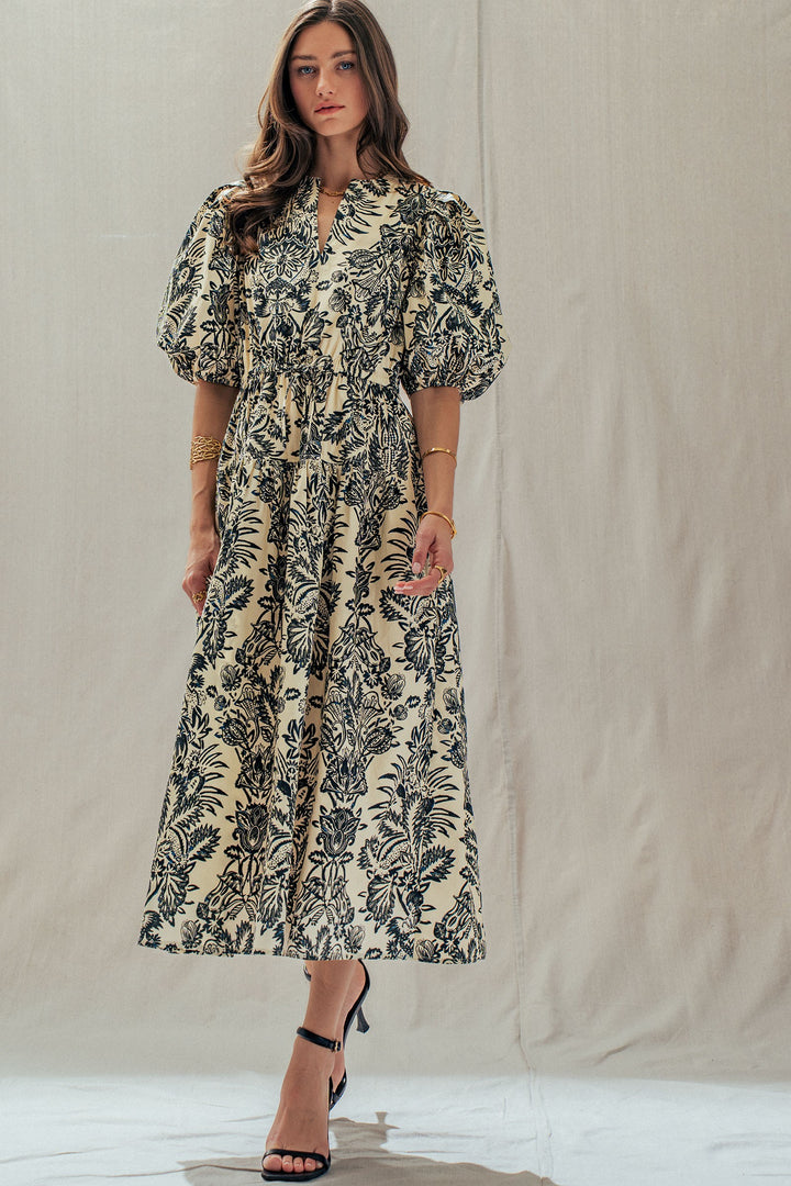 garden midi dress - ivory black (additional view)