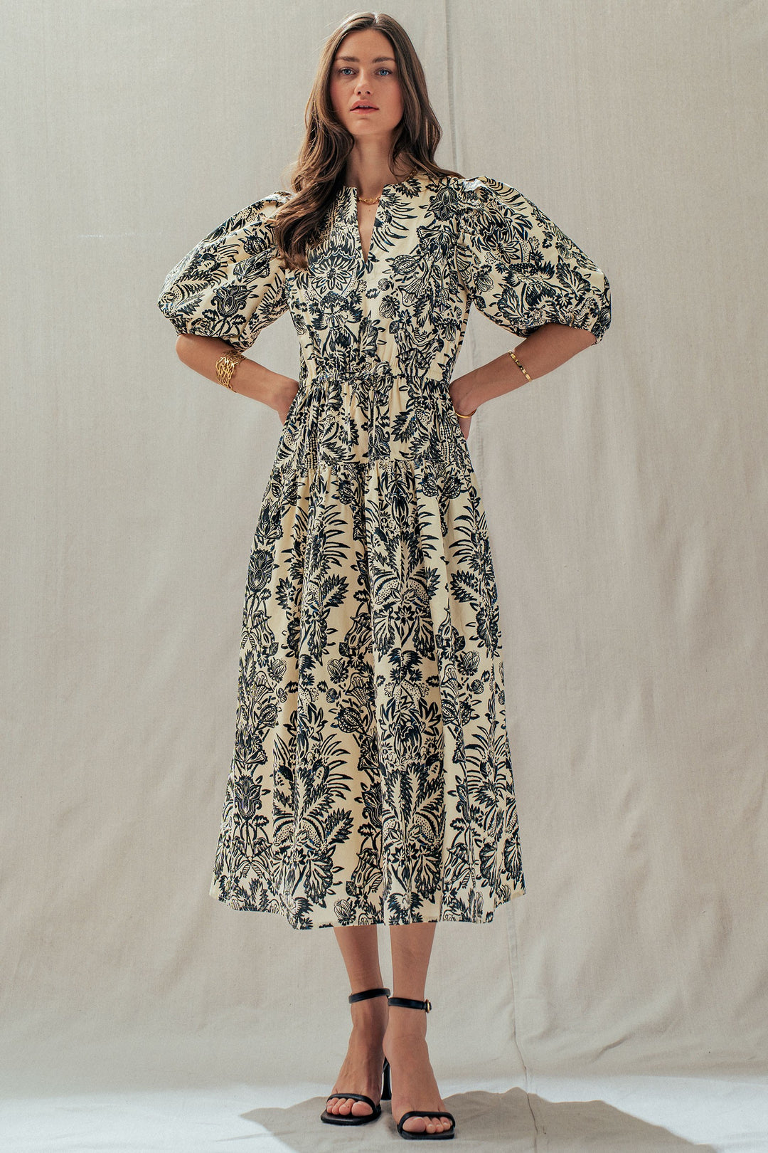 garden midi dress - ivory black (additional view)