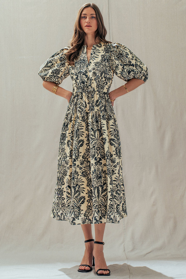 garden midi dress - ivory black (additional view)