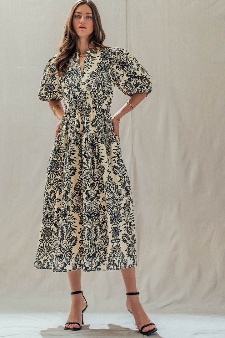 garden midi dress - ivory black (additional view)