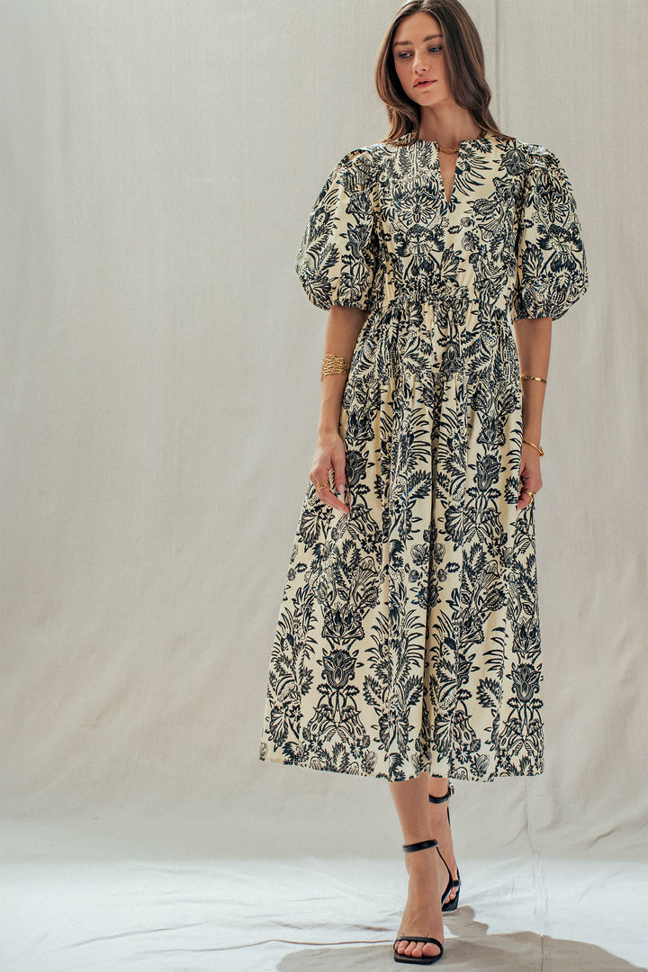 garden midi dress - ivory black (additional view)
