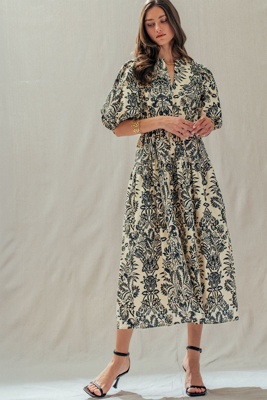 garden midi dress - ivory black (additional view)