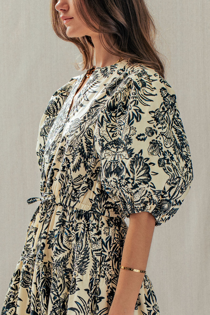 garden midi dress - ivory black (additional view)