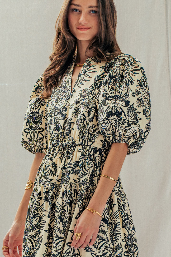 garden midi dress - ivory black (additional view)