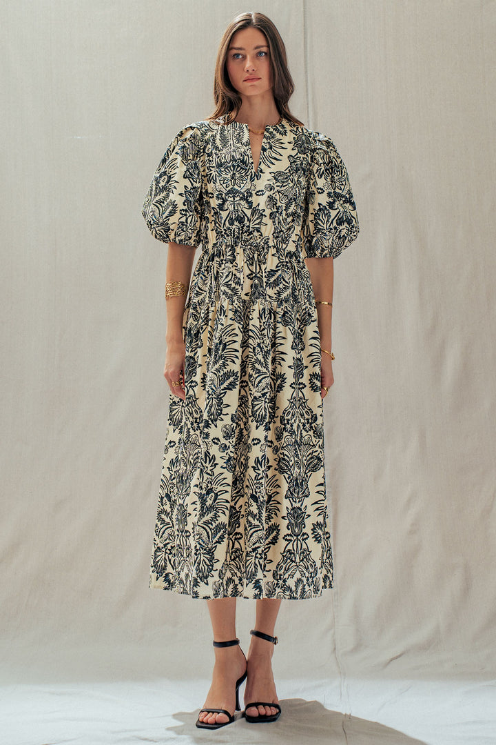 garden midi dress - ivory black (additional view)