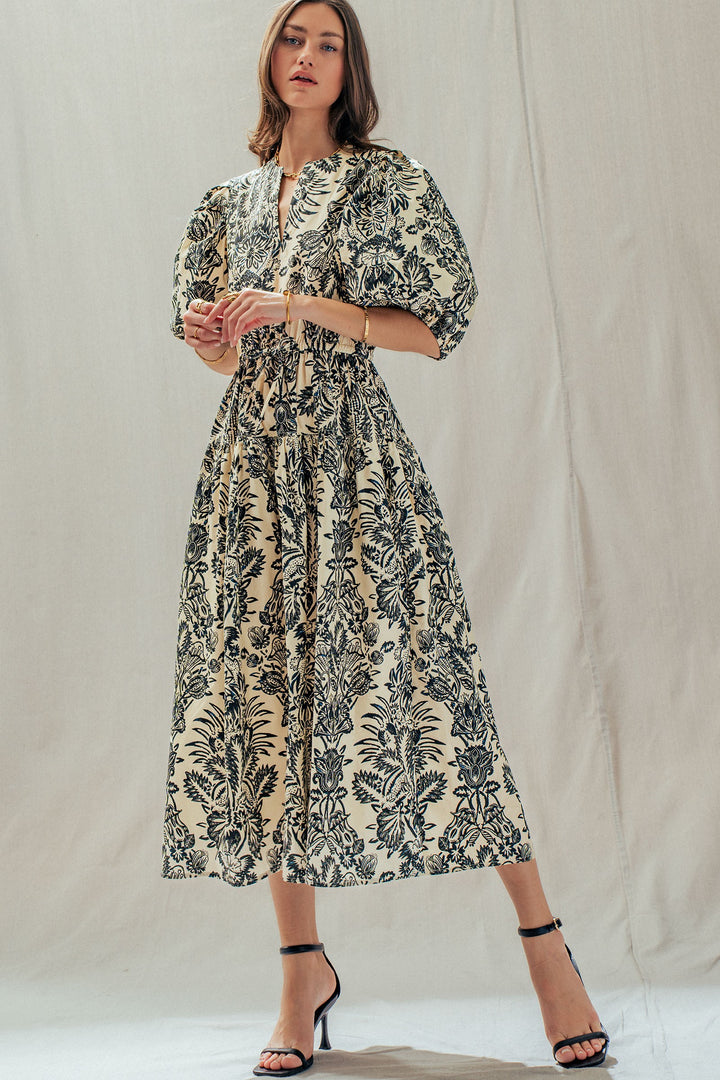 garden midi dress - ivory black (additional view)