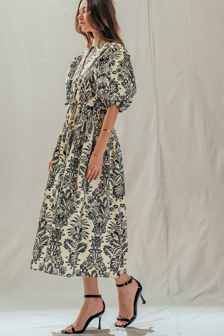 garden midi dress - ivory black (additional view)