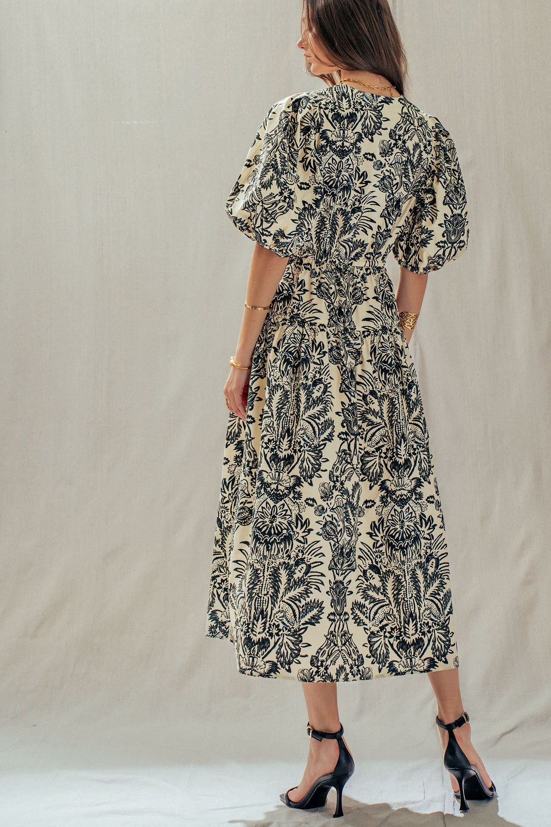 garden midi dress - ivory black (additional view)