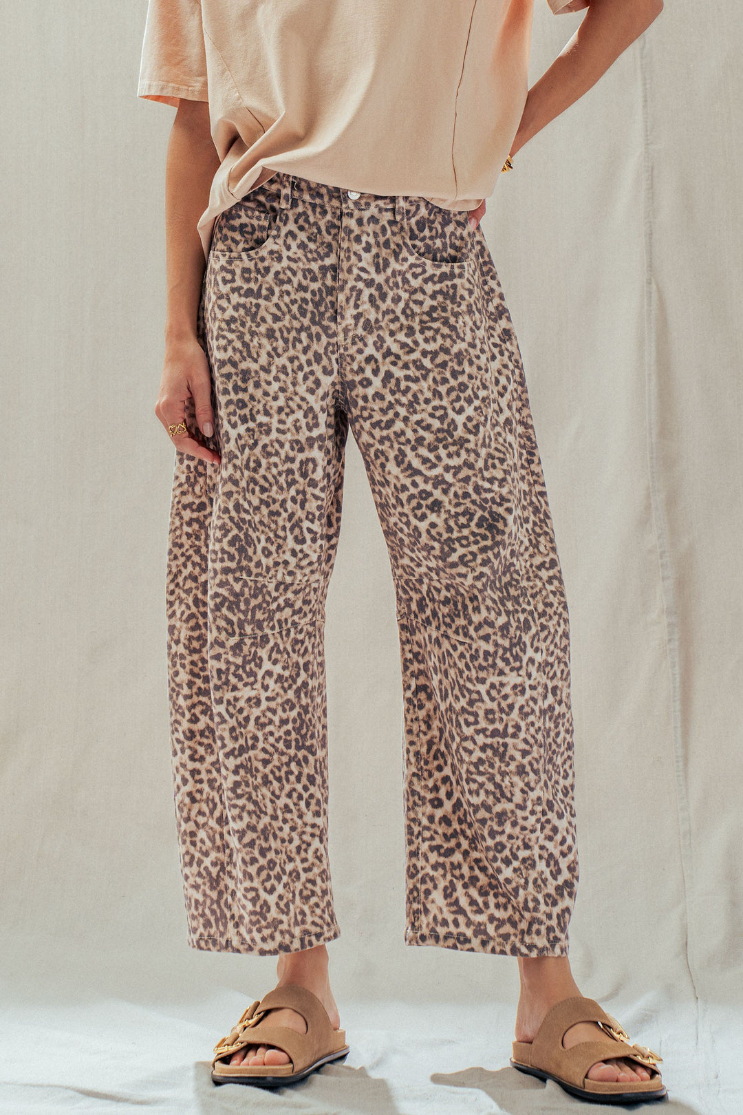 leopard print wide leg camo pants - leopard (additional view)