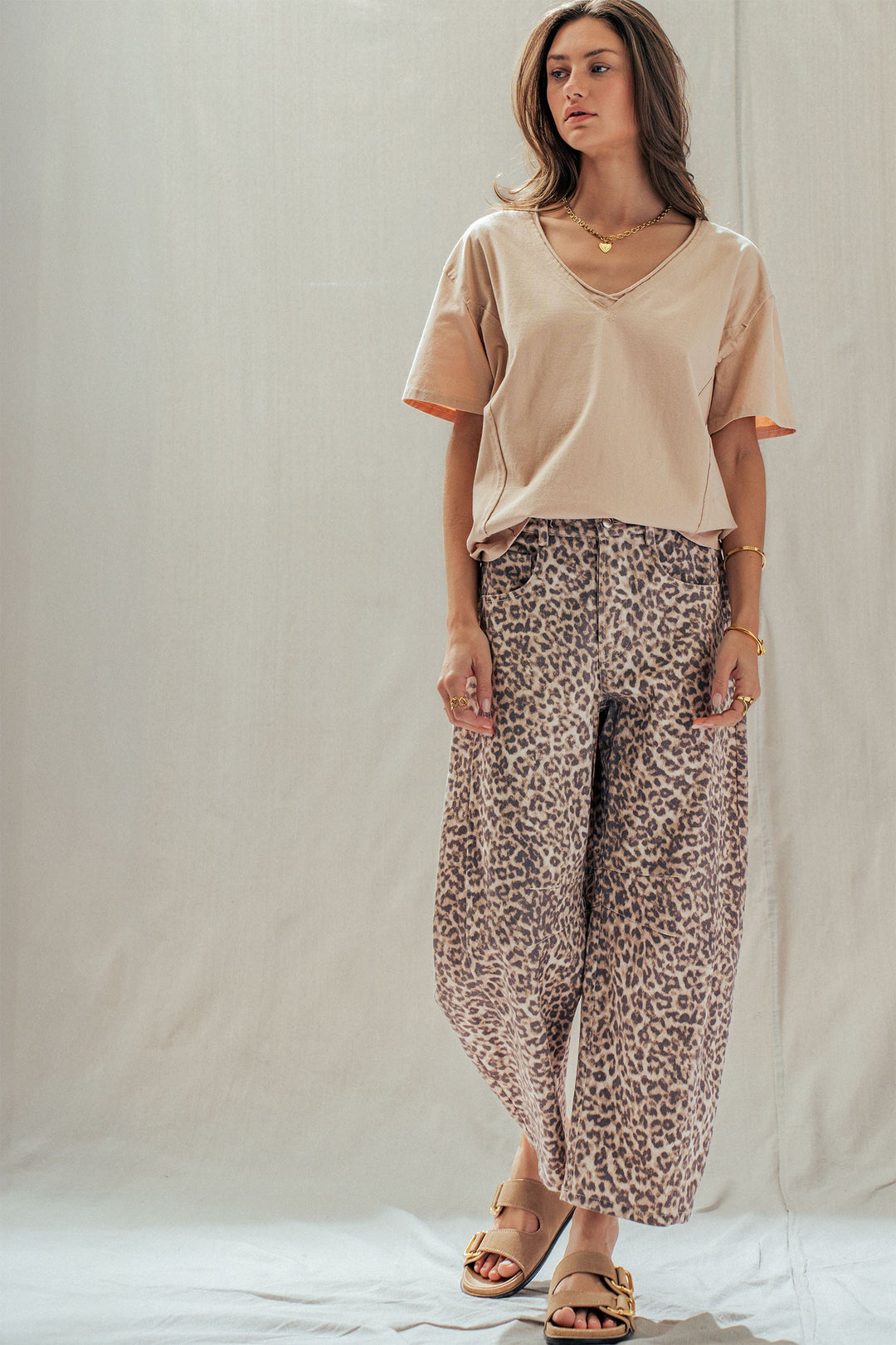 leopard print wide leg camo pants - leopard (additional view)