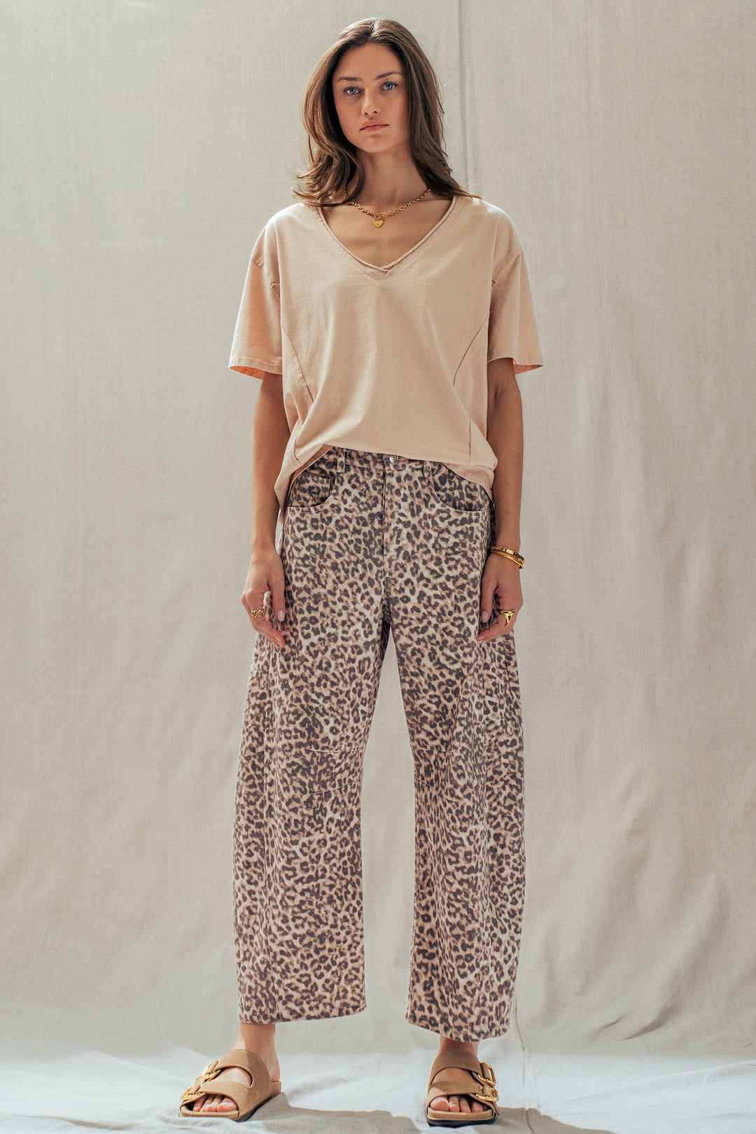 leopard print wide leg camo pants - leopard (additional view)
