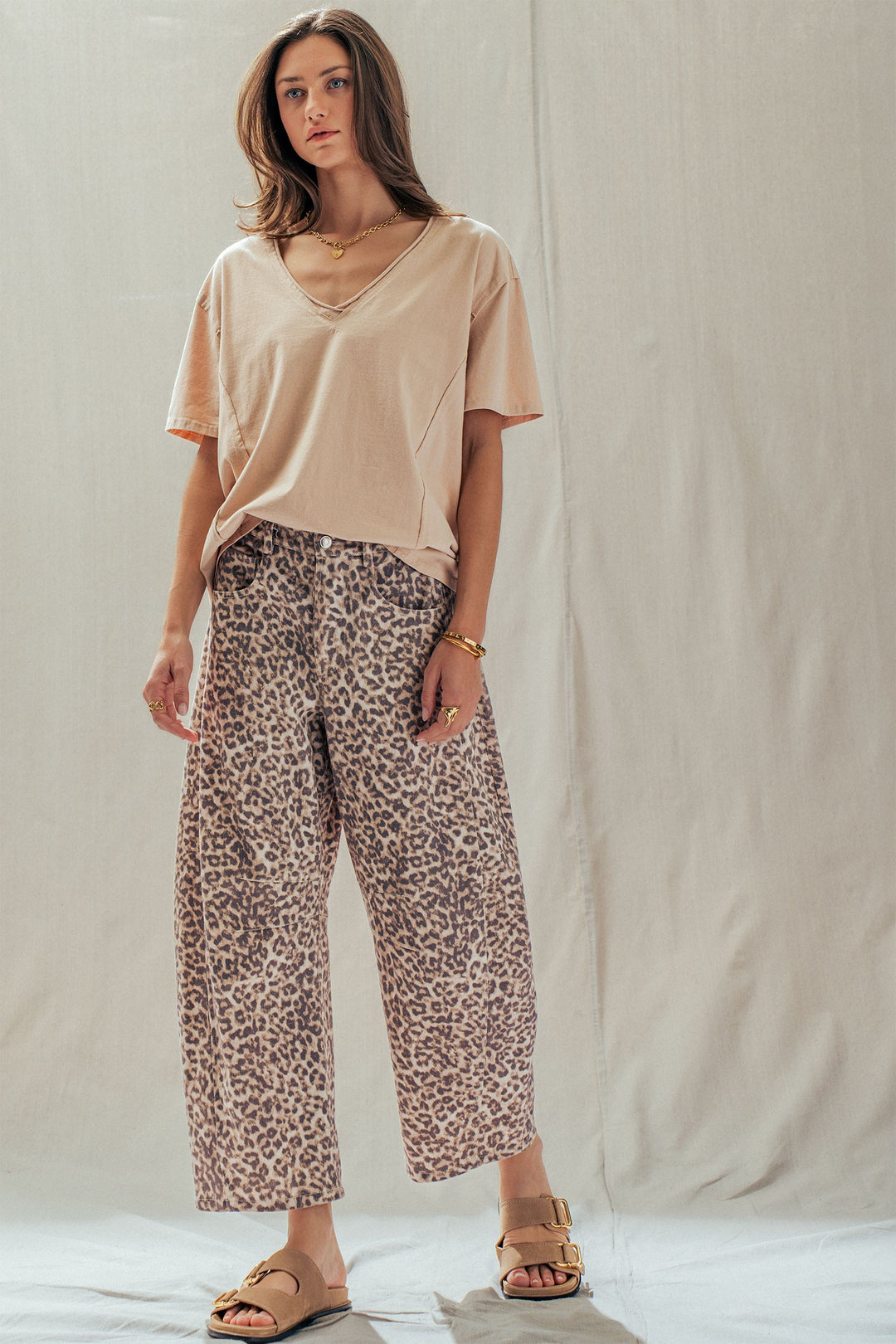 leopard print wide leg camo pants - leopard (additional view)
