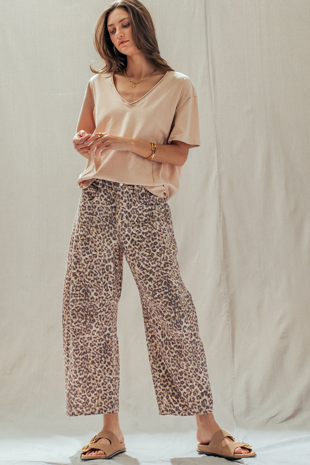 leopard print wide leg camo pants - leopard (additional view)